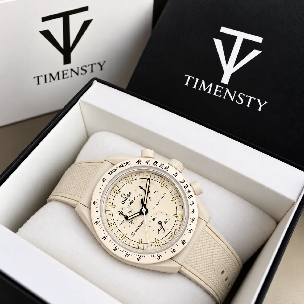 Ivory MoonSwatch in Timensty Box.webp